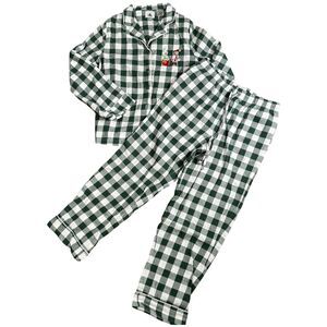 Disney Minnie Daisy Holiday Green White Plaid Pajama Flannel Set Organic Cotton